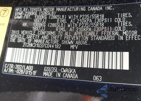 2007 Lexus Rx 350 z USA, uszkodzony, nr VIN 2T2HK31U37C044182